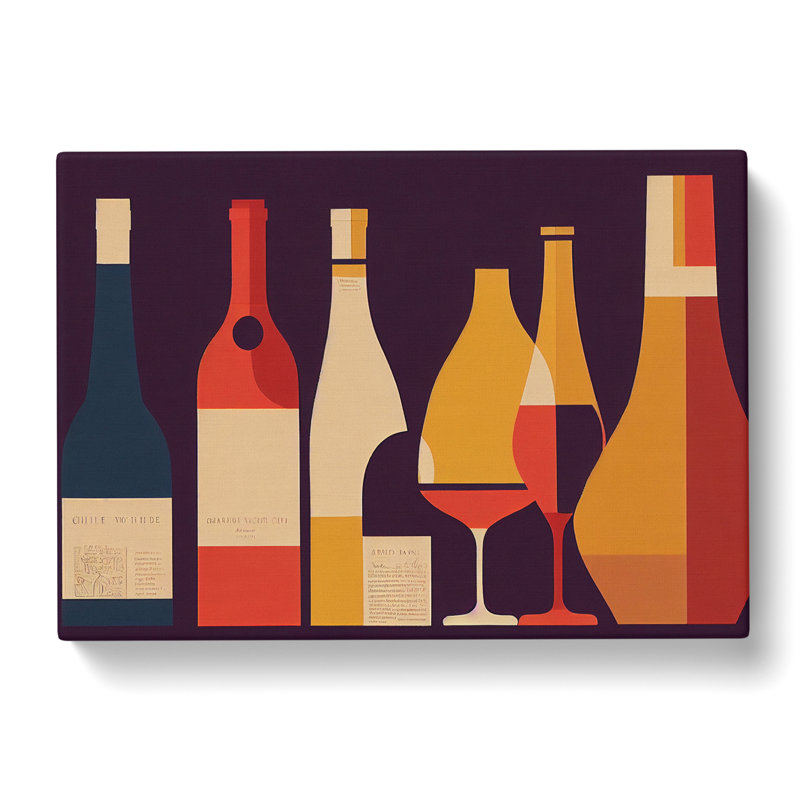 Retro Wine Bottle Art Vol.2 - Wrapped Canvas, 35cm H x 50cm W x 3cm D