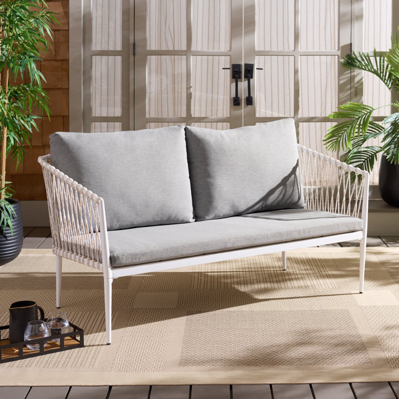 Dante Rope Patio Loveseat, White/Gray