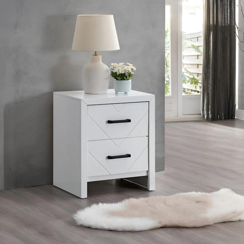 2 Drawer Nightstand White