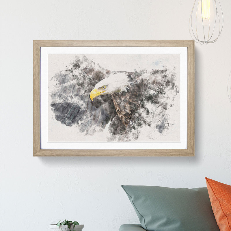 A Golden Eagle - Picture Frame Painting Print, 33cm H x 45cm W x 2cm D, Oak Framed