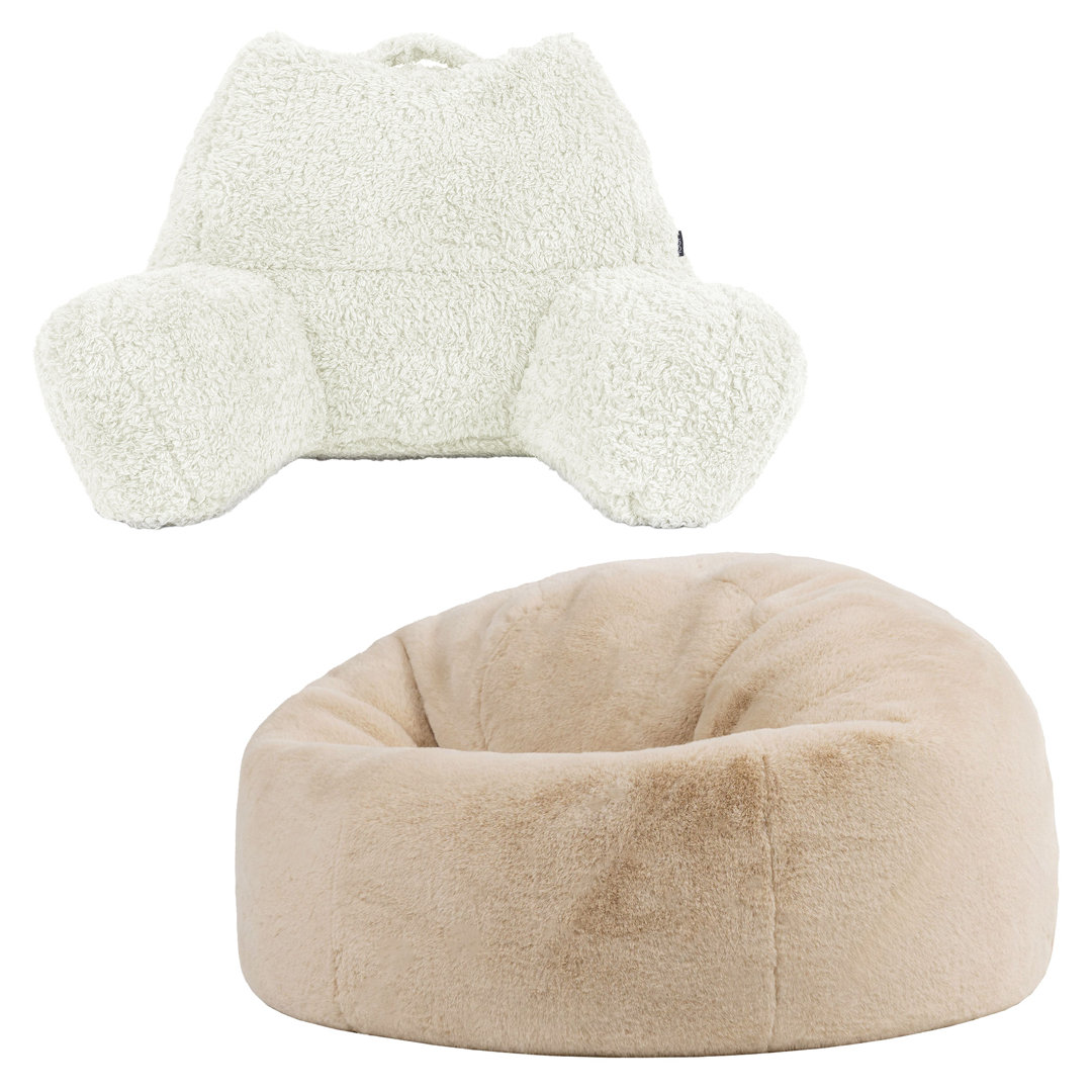 icon Kingston Faux Rabbit Fur Classic Bean Bag and Reading Pillow Set