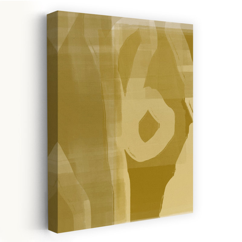 Golden Fluid Shapes Abstract Contemporary Minimalist Wall Art Print, 60.96cm H x 40.64cm W