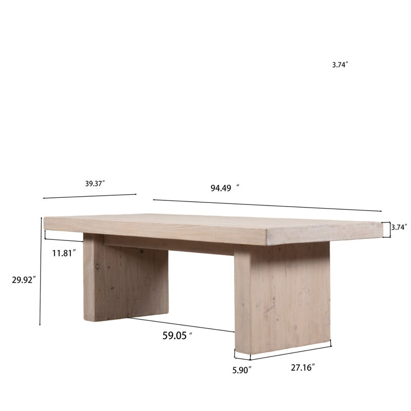 Rectangle Oak Block Dining Table, Gray