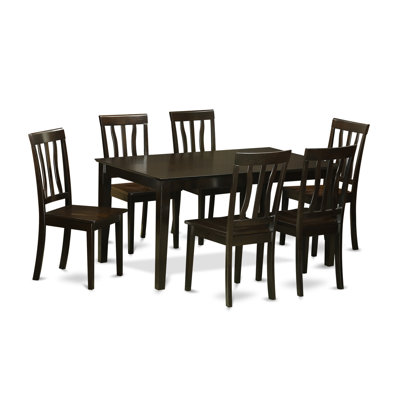 Ensemble de table et chaises de cuisine 7 pièces comprenant une table de salle à manger rectangulaire et 6 chaises, Cappuccino