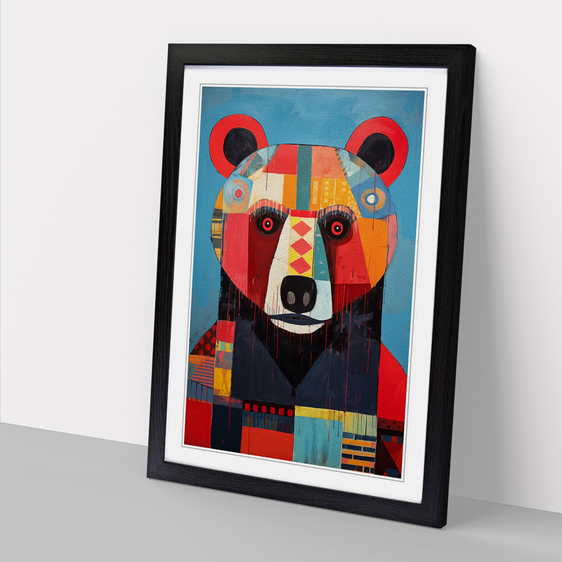 Bear Constructivism Art - Framed Print, Black Framed, 46cm H x 34cm W