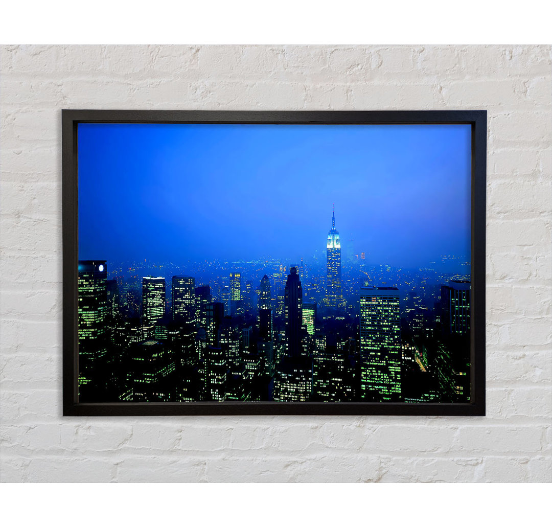 New York City Blue Mist At Night - Einzelbildrahmen Kunstdrucke auf Leinwand