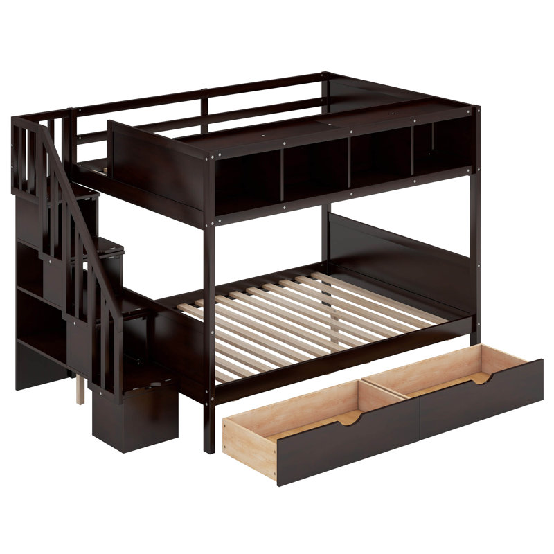 Lit superposé simple au dessus d'un lit double Imbi Kids, Espresso