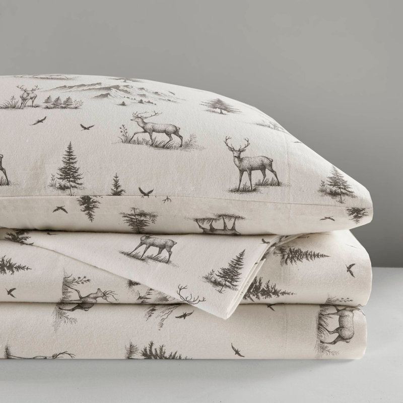 4 PCS Sheet Set Deer Toile, California King Sheet Set