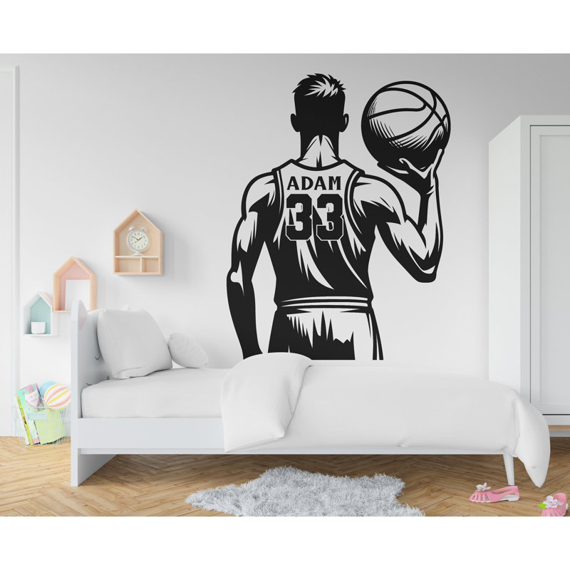 Adhésif décoratif de grand nom personnalisé basketball, H 45 po x l 34 po