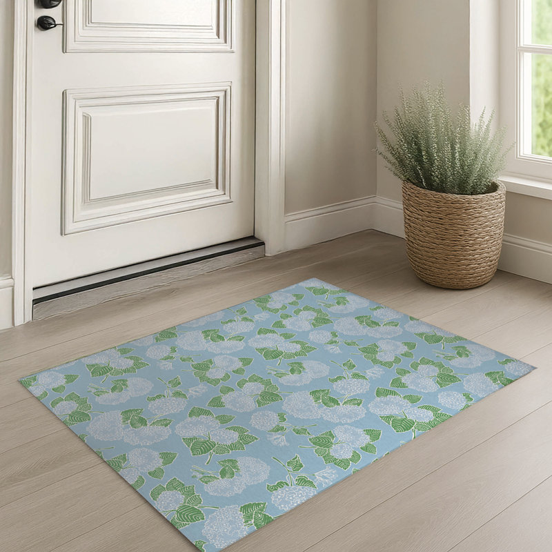 Paillasson Hydrangea, Bleu ciel, L 60 po x L 36 po
