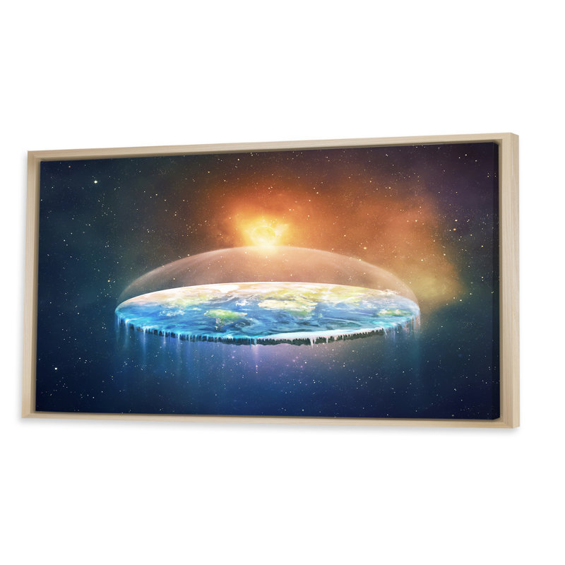 «Over Earth Flat Space», impression sur toile, H 8 po x l 12 po x P 1 po, Cadre brun