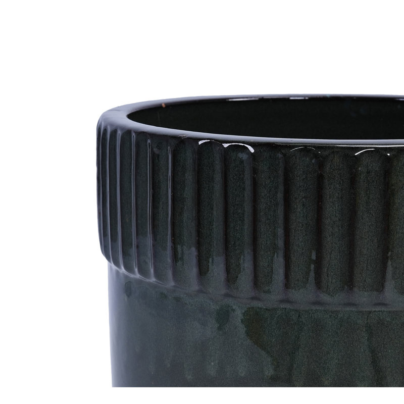Élégant pot à fleurs moderne en céramique noire pour la maison et l'extérieur