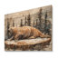 Morse canadien sur un plateau en bois, diapositive II - Art mural en bois de morse - sur bois de pin naturel