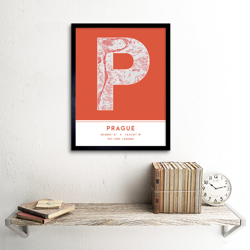 Prague City Map Prague Czechia City Map - Single Picture Frame Typography