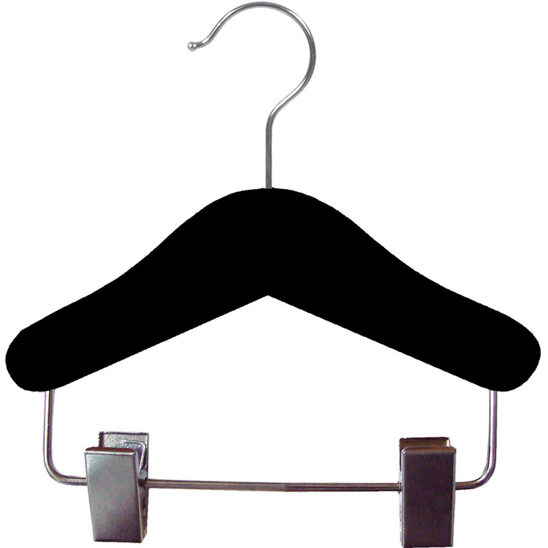 Mini cintre en velours noir avec pinces, 25