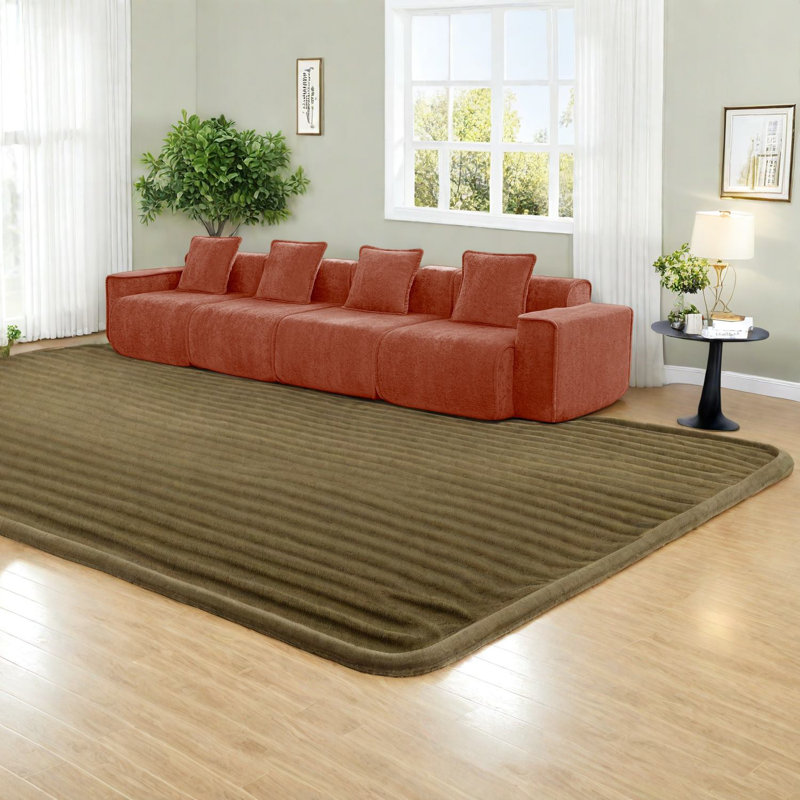 Modern Velvet Modular Sofas For Home, Red, No Assembly Required