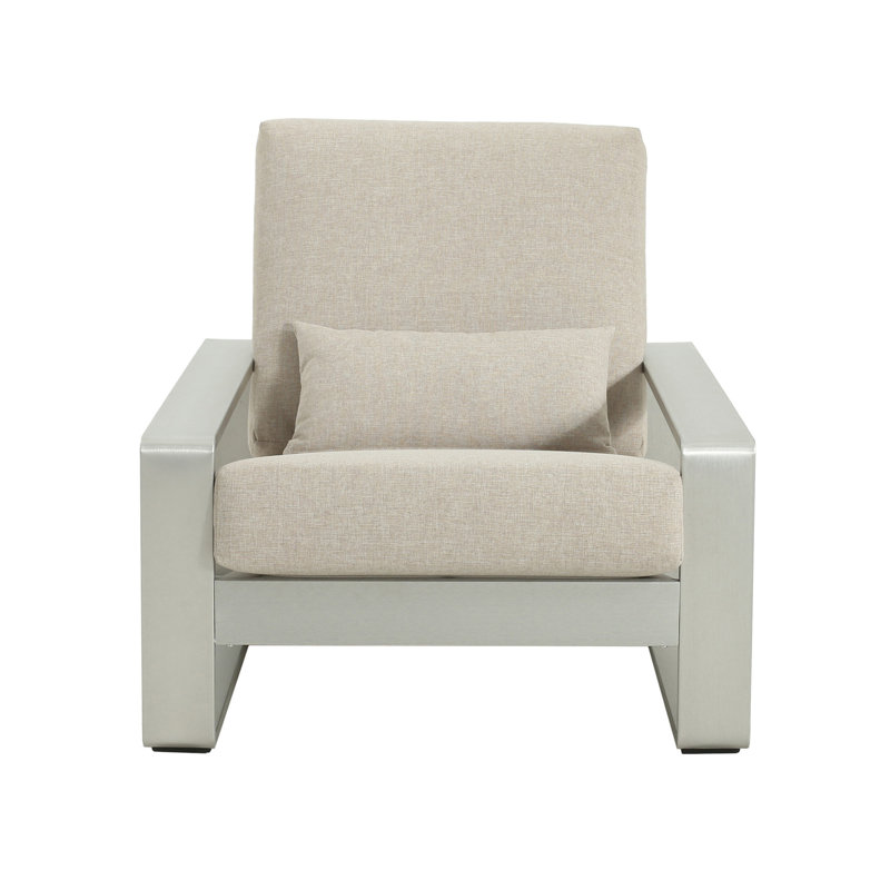 Chaise longue d'extérieur et d'intérieur en aluminium avec coussin, ensemble de 1