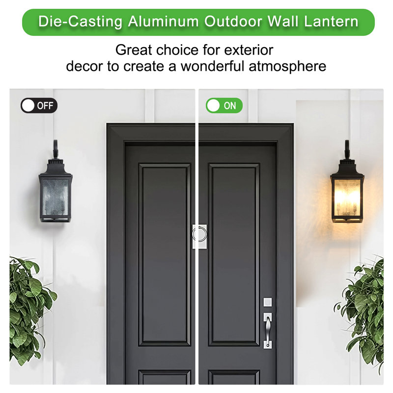 23"(H) Outdoor Wall Lantern Light – Vintage Black Metal Sconce With Clear Seeded Glass For Porch, Patio, And Garden (Bulb Not Included)