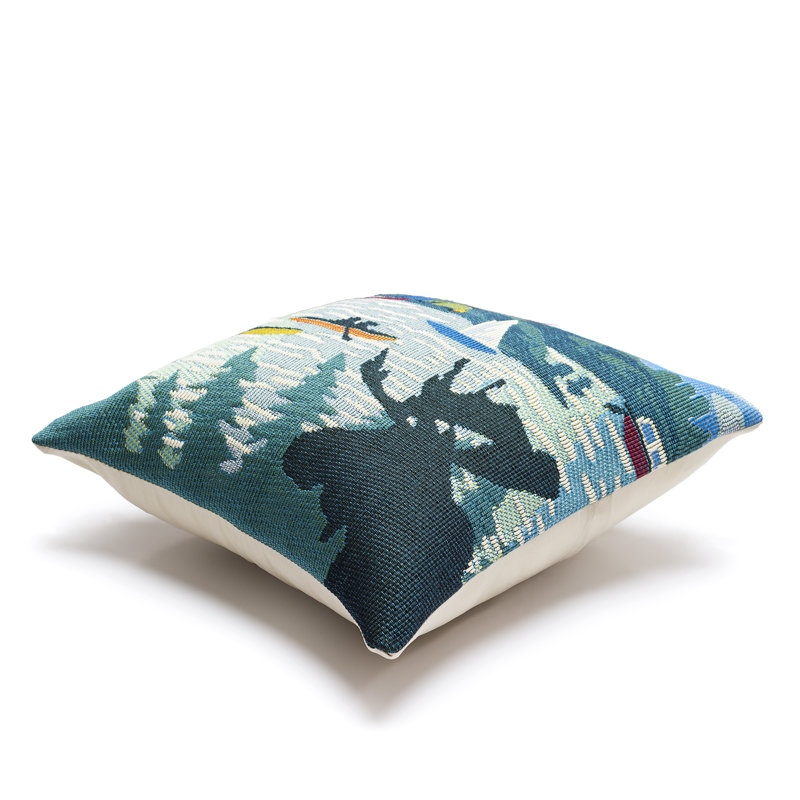 Marina Lake Life Indoor/Outdoor Blue/Green/Ivory Square Throw Cushion Cover