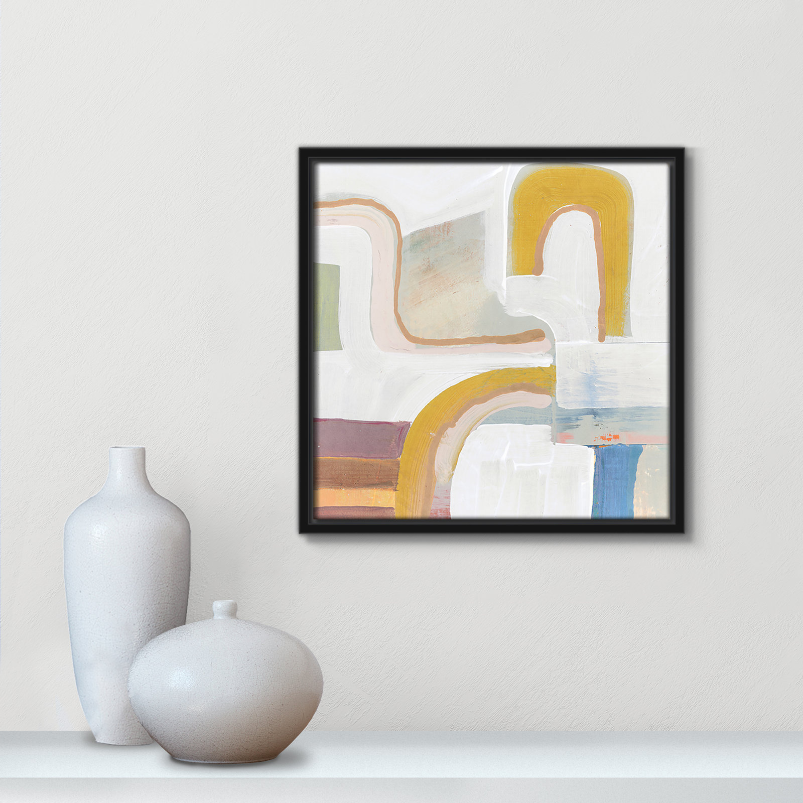 Copeland "Together Again I" Painting by Cartissi, 13.5" H x 13.5" W, Black