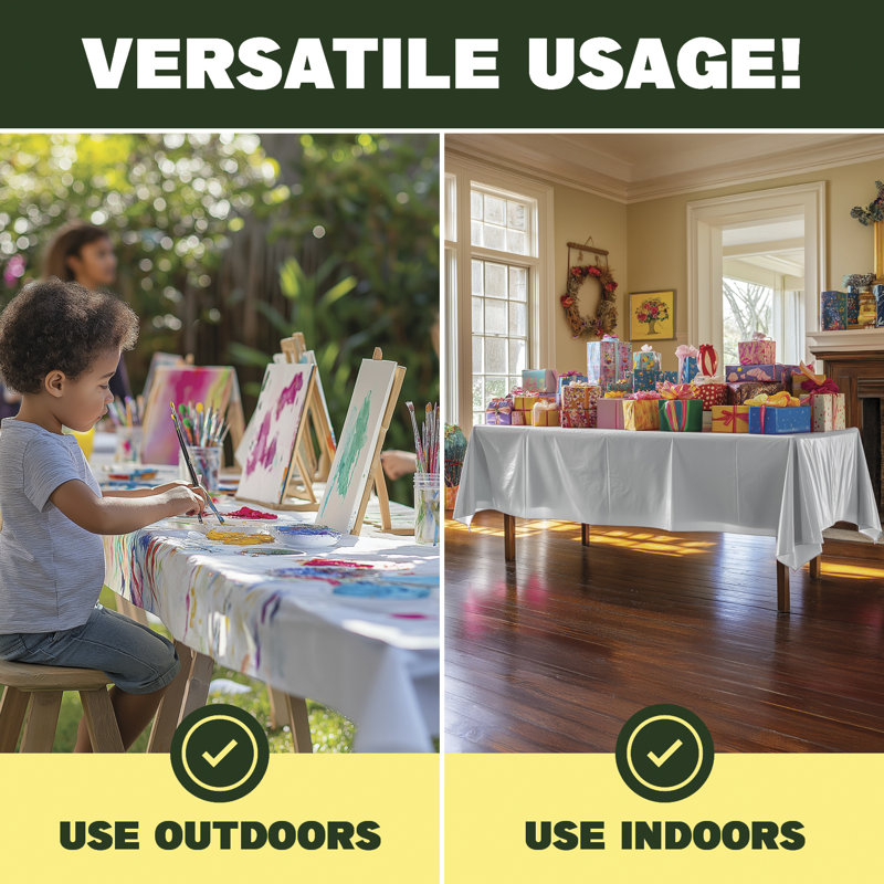 Paquet de 10 nappes compostables pour tables rectangulaires de 6 pi (54 po x 108 po), Blanc