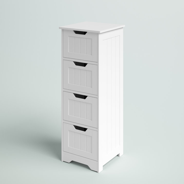 Humphery 11.8'' W x 32.5'' H x 11.8'' D 4-Drawer Free-standing Bathroom  Linen Cabinet, White