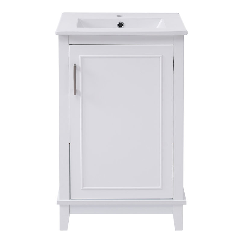 Meuble-lavabo moderne avec lavabo en céramique, Blanc