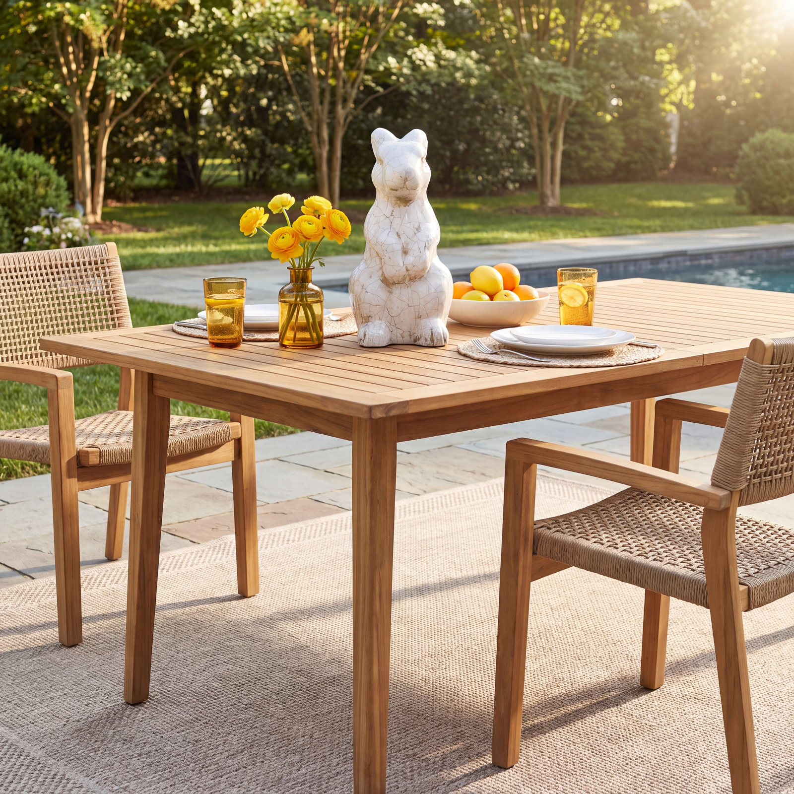 Glazed Standing Rabbit Garden Statue