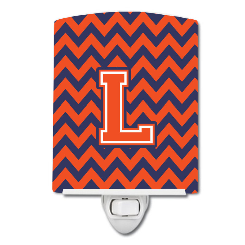 Éclairage de nuit en céramique chevron, Orange / bleu, L