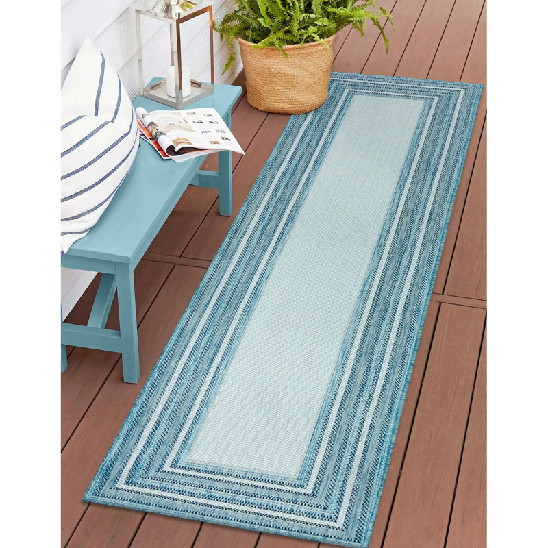 Bugbee Geometric Indoor / Outdoor Rug, Runner 1'11" x 7'6"