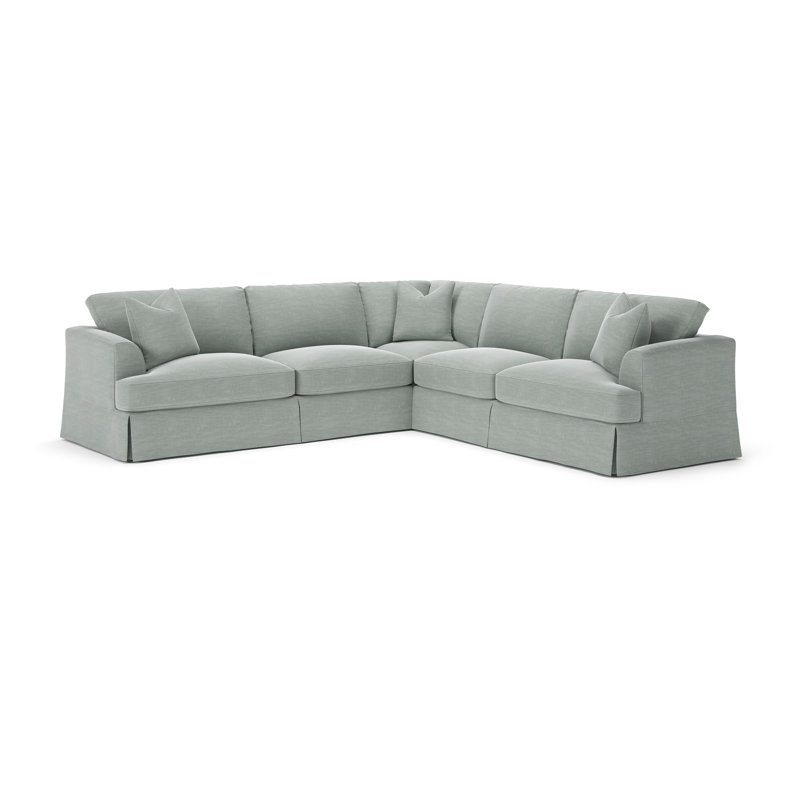 Lucia 4-Piece Slipcovered Sectional, Right Hand Facing, Conversation Capri Basketweave