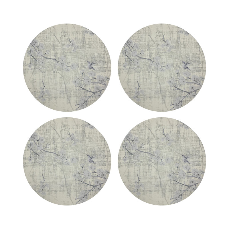 Blossom Fantasia Pebble 16" Vinyl Placemat, Ivory