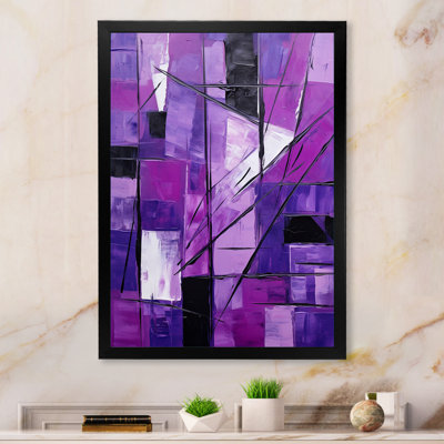 Tachisme Purple Cubism Brush 1 - Tachisme Wall Art