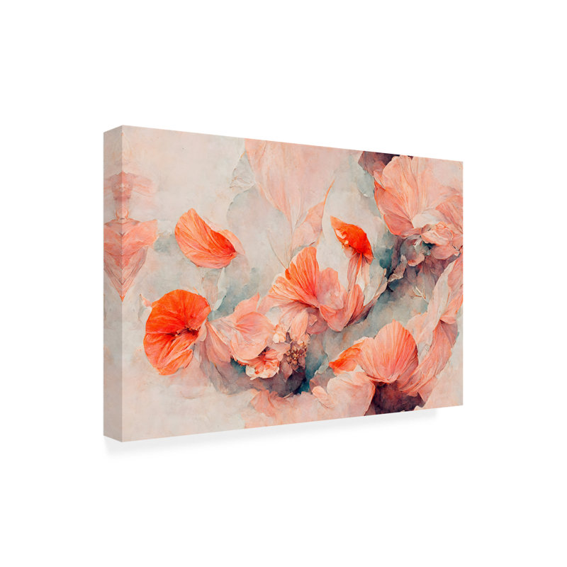 «Gawaine Wild Coral Flowers» par X1 Brand - impression sur toile tendue, H 12 po x l 19 po x P 2 po