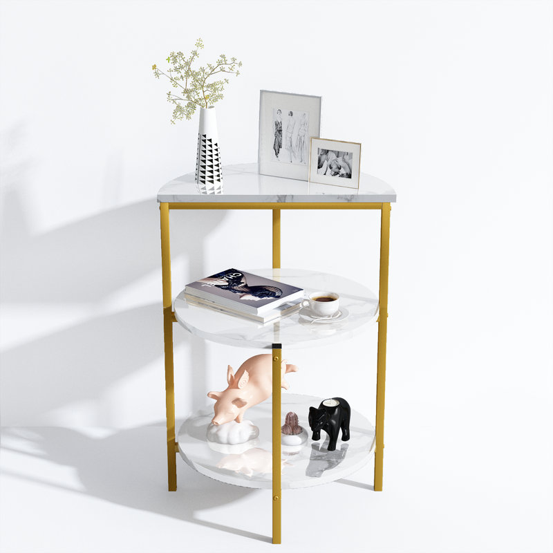 End Table, White, Gold