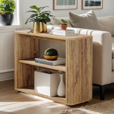 Compact 3-Tier End Table with Storage Shelves, Narrow Accent Side Table and Bedside Nightstand for Living Room and Bedroom