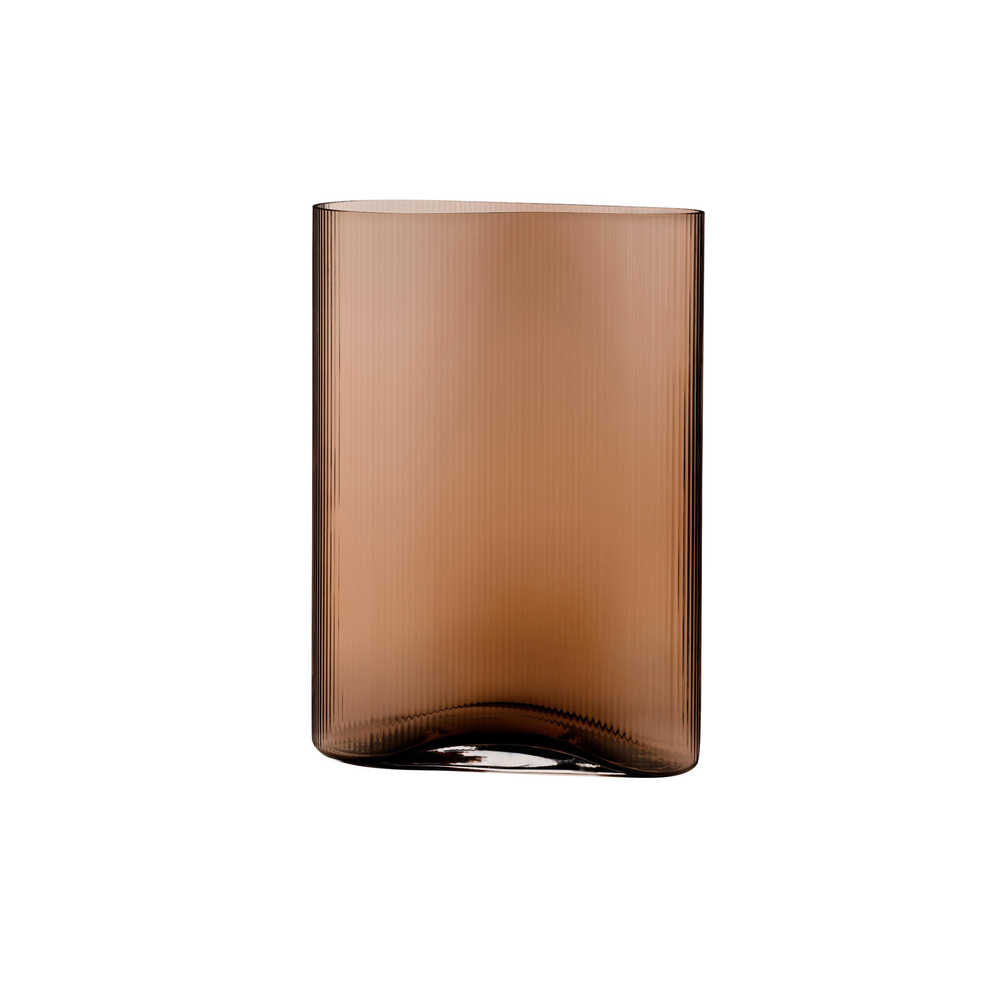 Mist Handmade Lead Free Crystal Table Vase, 14.96" H x 11.02" W x 5.51" D, Caramel