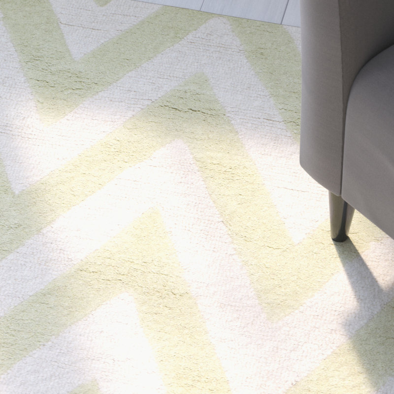 Sanyla Hand Tufted Wool Chevron Rug, Rectangle 4' x 6'