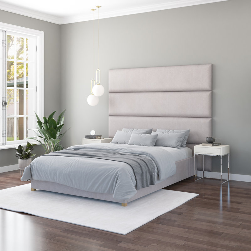 Natalia 45cm x 210cm Upholstered Wall Paneling, Silver