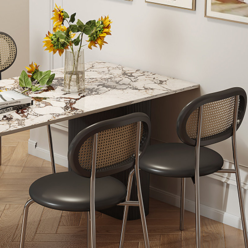Modern Light Luxury Pattern Rock Slab Dining Table, 29.52"H x 70.86"L x 31.49"W