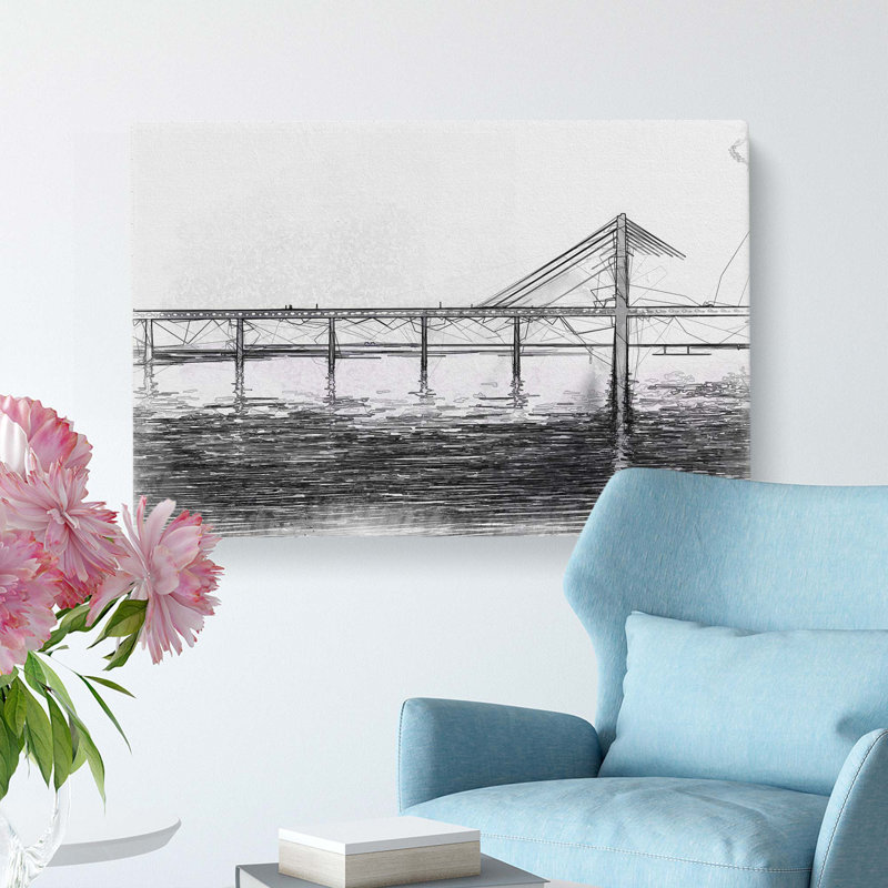 Oresund Bridge In Abstract - Wrapped Canvas, 40cm H x 60cm W x 3cm D