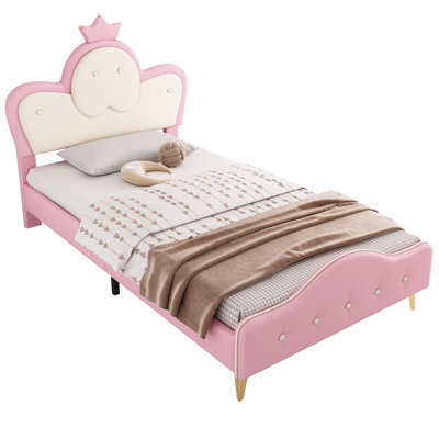 Led Single Bed With Crown Headboard