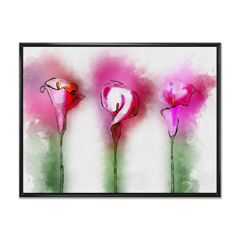 Fleurs mauves rétro - reproduction sur toile avec cadre flottant, H 8 po x l 12 po x P 1 po, Cadre flottant noir