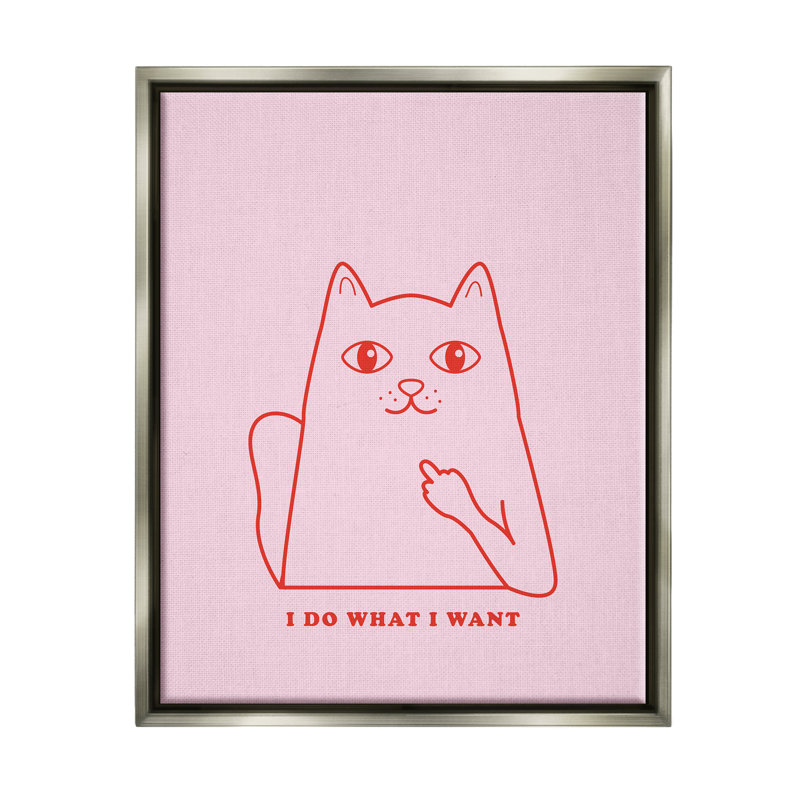 Cadre pour chat Do What I Want par House of Lulu, Cadre flottant gris lustré, H 31 po x l 25 po x P 1,7 po