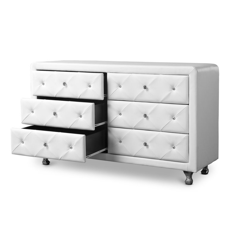 commode double 6 tiroirs Beglin, Blanc