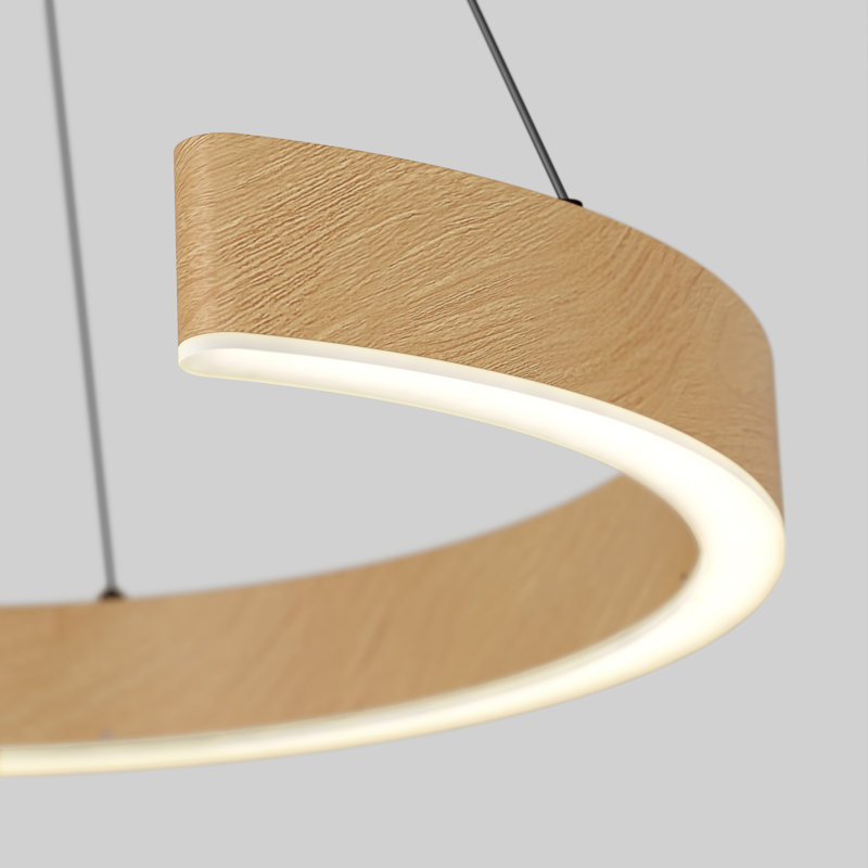 Luminaire suspendu DEL pour salle à manger Keltner, effet bois
