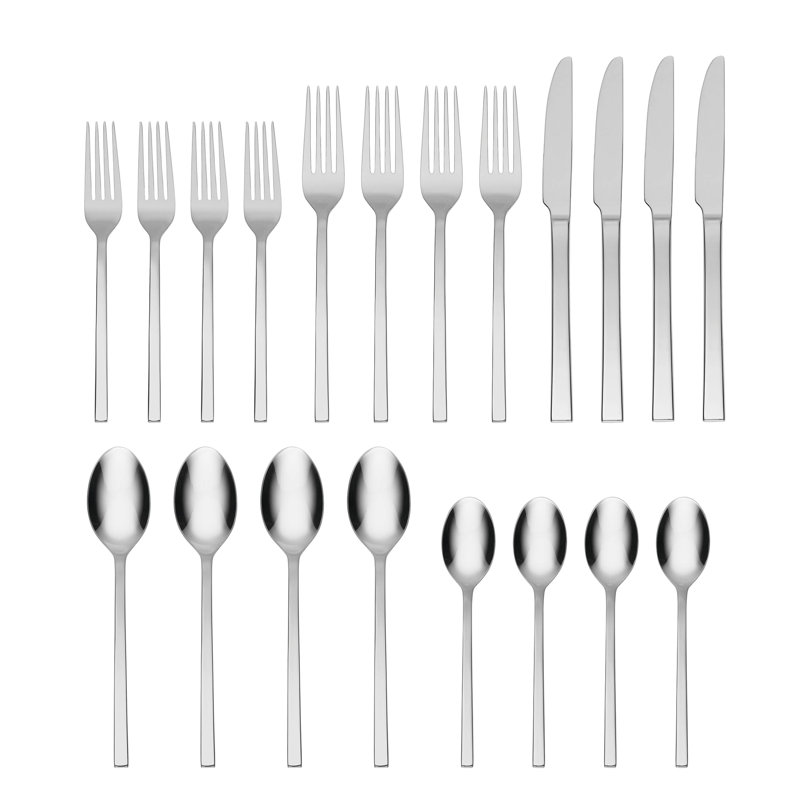 Oneida Allay Midnight 20-Piece Everyday Flatware Set, Silver