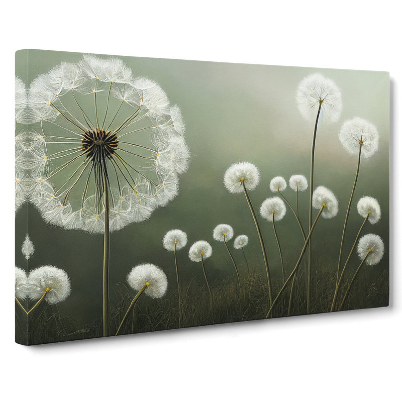 Hopeful Dandelion Flowers - Wrapped Canvas Print, 35cm H x 50cm W x 3cm D
