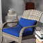 Chaise berçante, bleu foncé avec coussin de siège et coussin élégants, dossier haut pour le jardin, porche, balcon