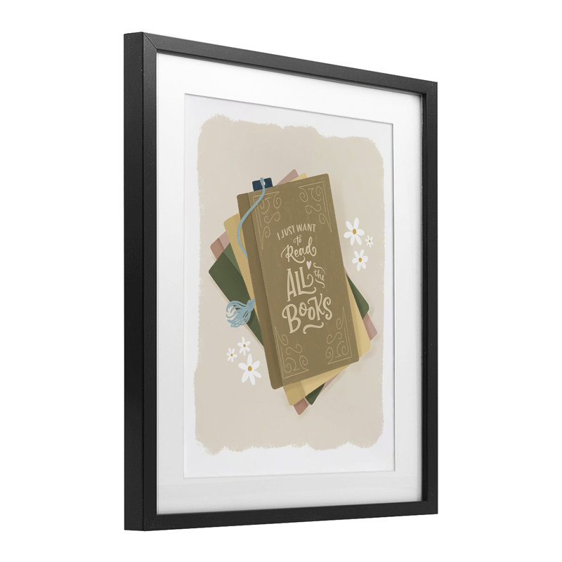 Envie de lire tous les livres, reproduction encadrée sous verre, design par Sandra Picco, Cadre noir minuit